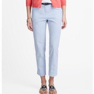 Vineyard Vines Blue White Seersucker Pinstriped Ankle Crop Preppy Coastal Pants